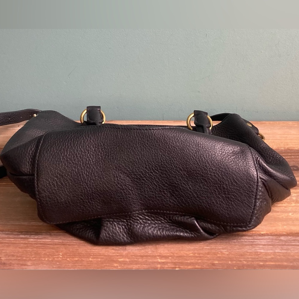 J. Crew Black Leather Turn Lock Satchel Bag - Picture 10 of 12